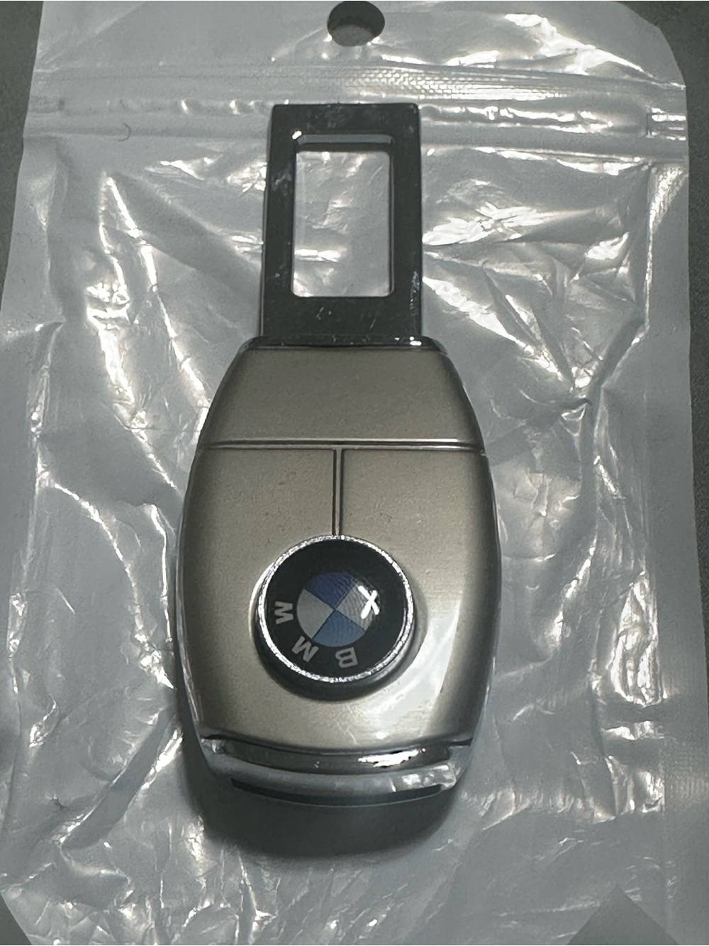BMW Silver and Black Seat Belt Buckle Clip